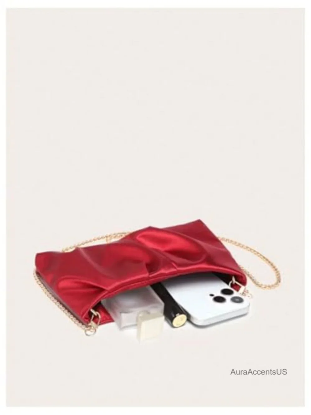 Satin Clutch Purse Formal Evening Bag Pleated Crossbody Bridesmaid Handbag